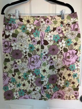Liz Claiborne Villager Retro y2k cotton blend skirt with pockets floral design